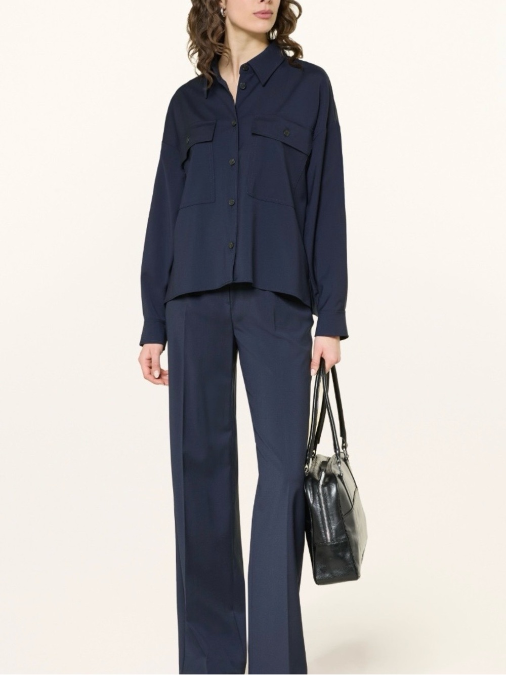 MaxMara Navy Button-Down Lightweight Utility Shirt